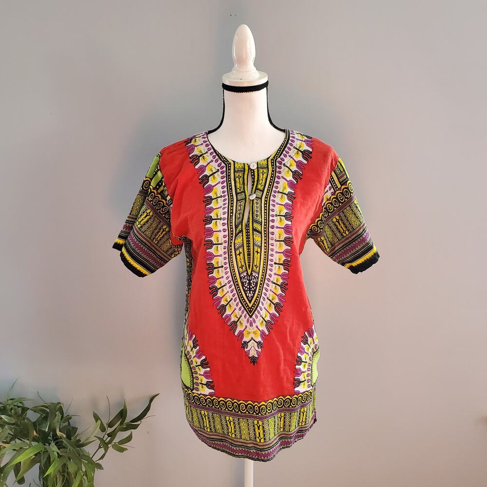 Jackpot Women's 100% Cotton Lightweight Pullover Dashiki Shirt Size M